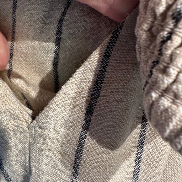 Maurices Size 1X Linen Blend Wide Leg Pull On Pants Beige Black Striped - Picture 4 of 10
